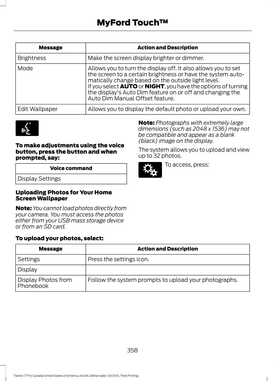 Myford touch | FORD 2015 Transit v.2 User Manual | Page 361 / 467