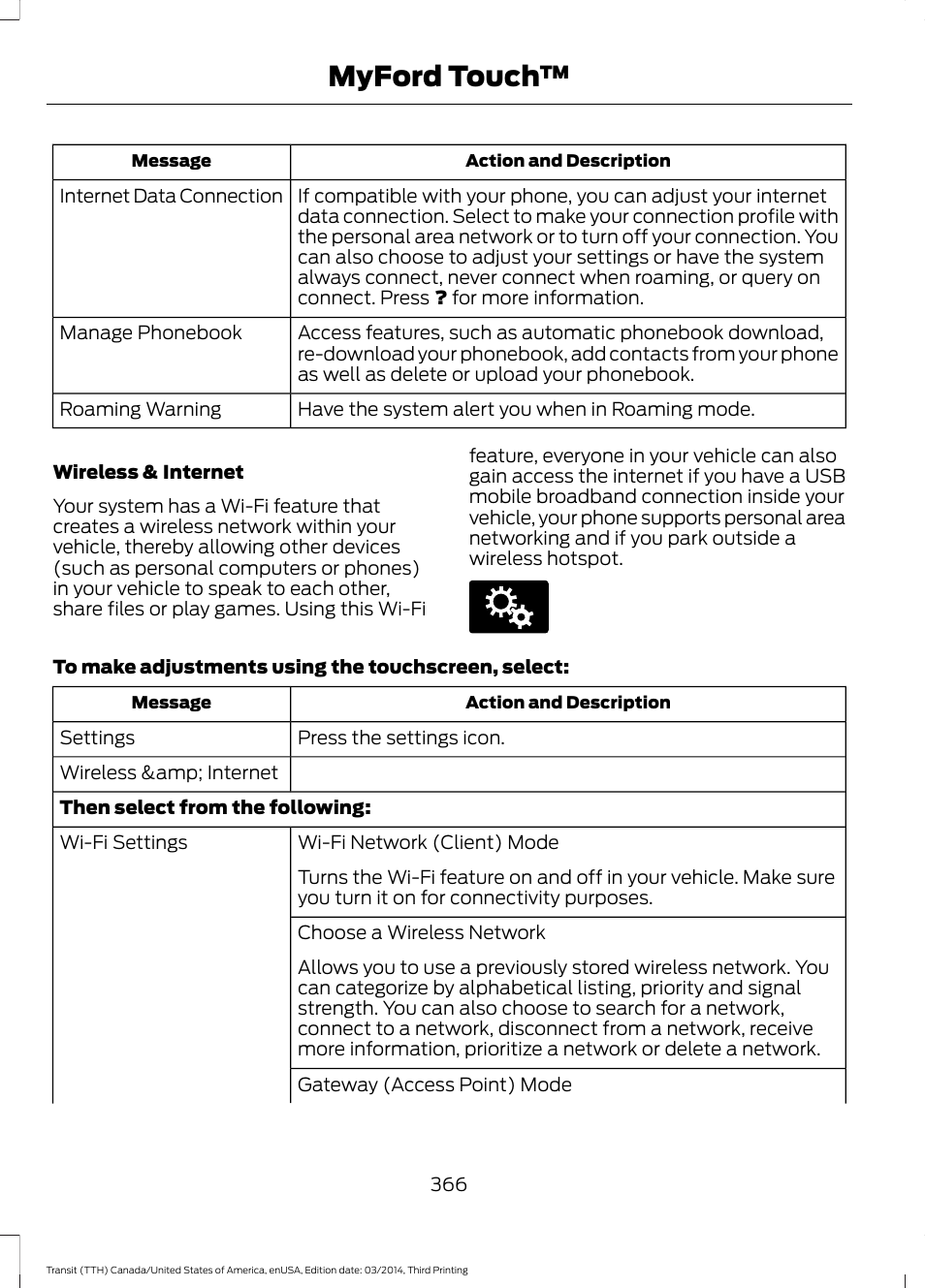 Myford touch | FORD 2015 Transit v.2 User Manual | Page 369 / 467