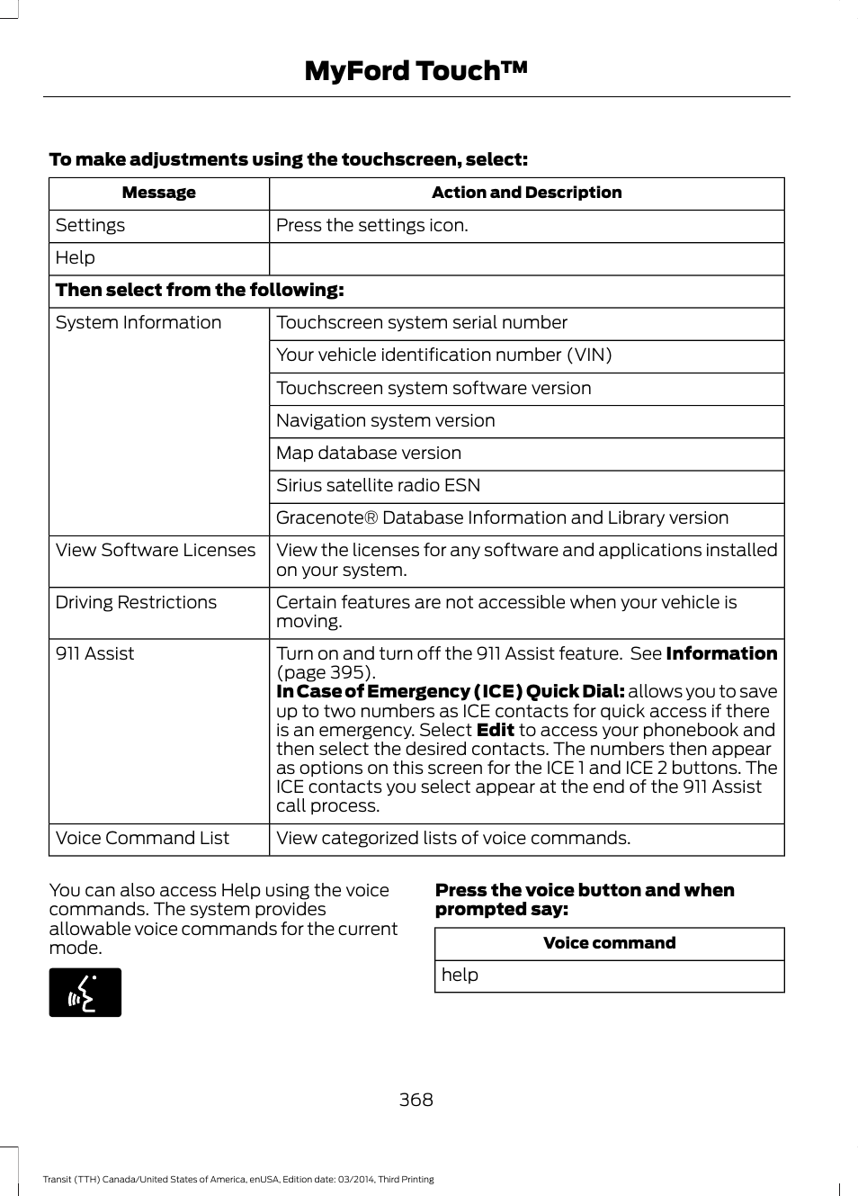 Myford touch | FORD 2015 Transit v.2 User Manual | Page 371 / 467