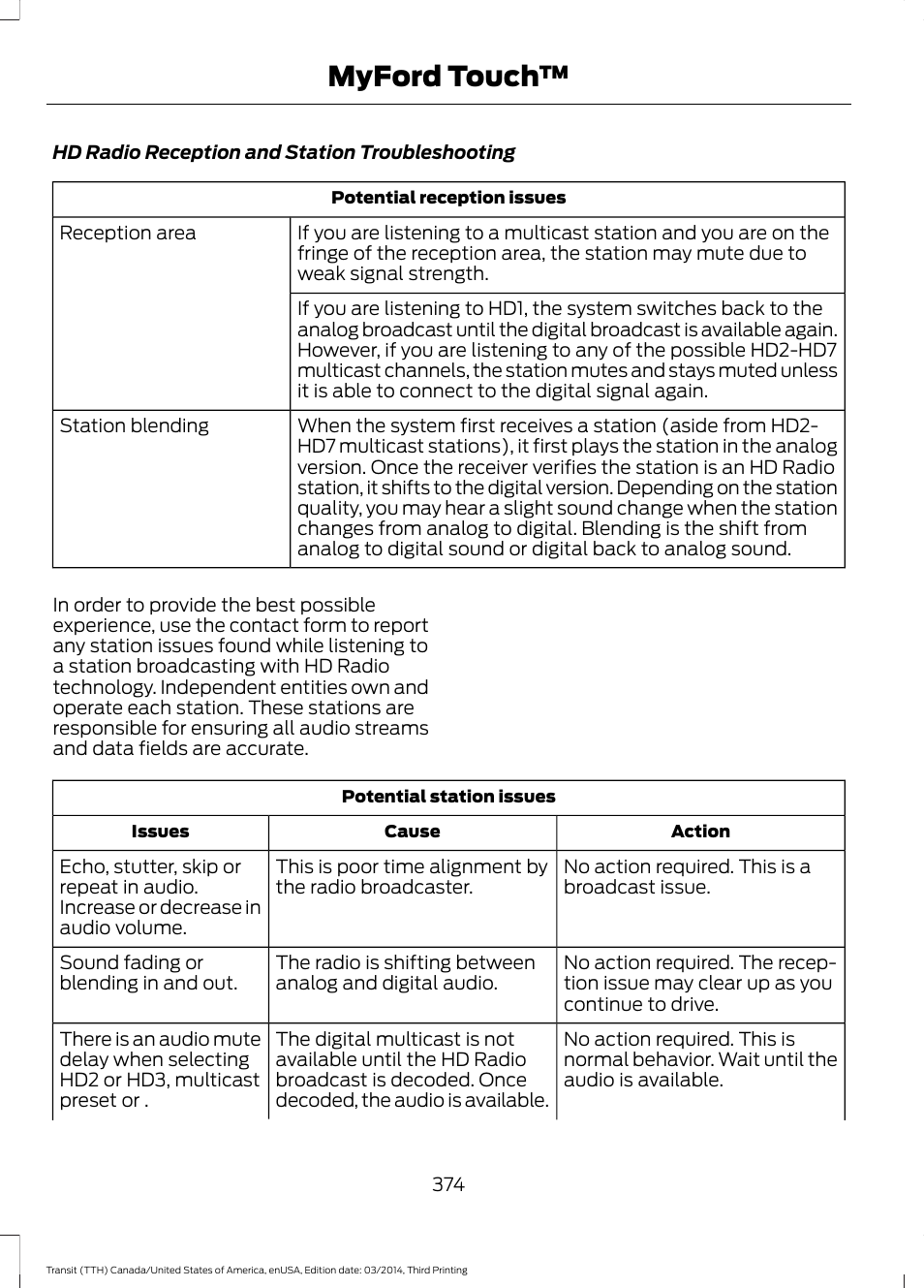 Myford touch | FORD 2015 Transit v.2 User Manual | Page 377 / 467