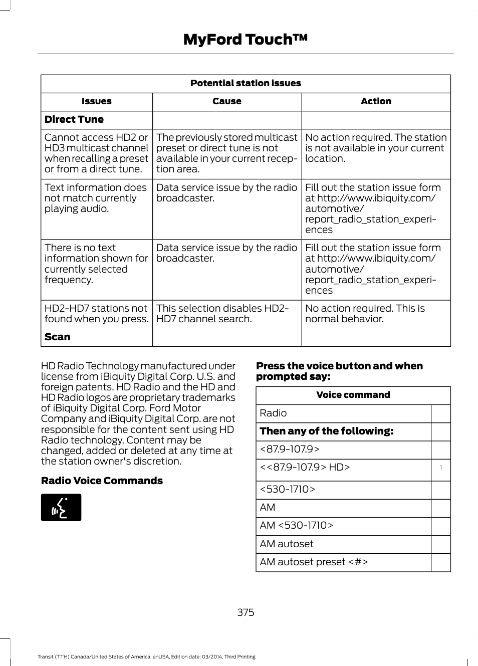 Myford touch | FORD 2015 Transit v.2 User Manual | Page 378 / 467