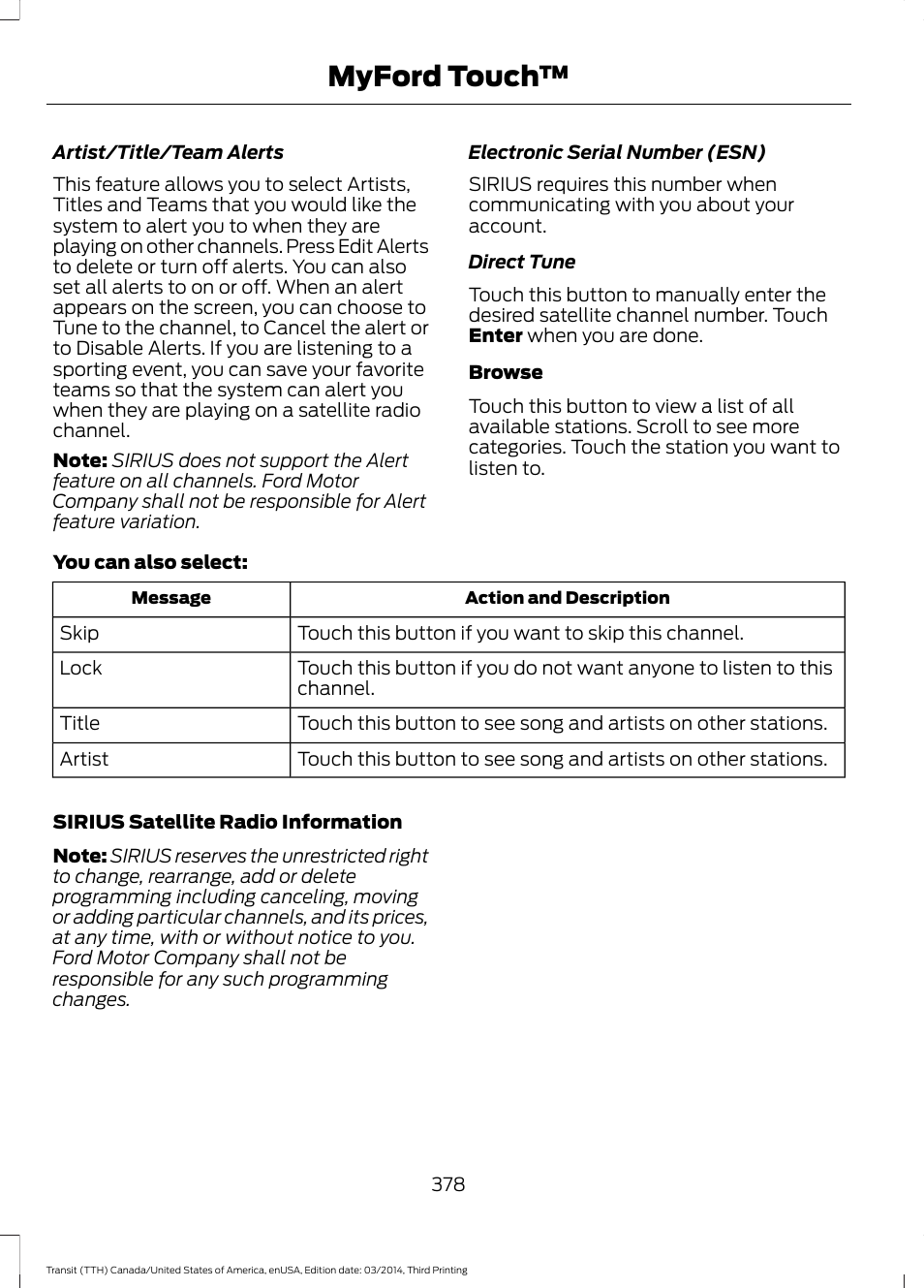 Myford touch | FORD 2015 Transit v.2 User Manual | Page 381 / 467