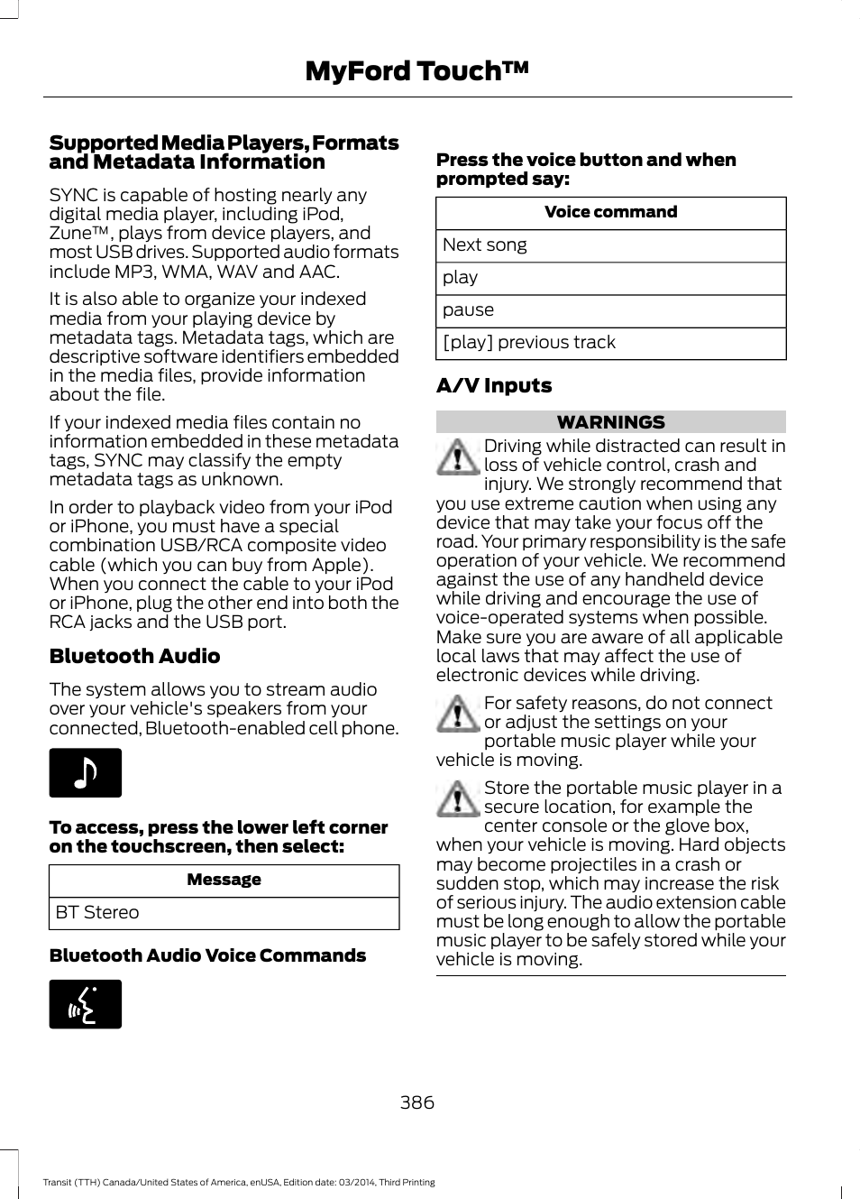 Myford touch | FORD 2015 Transit v.2 User Manual | Page 389 / 467