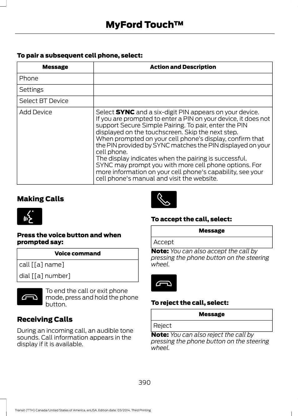 Myford touch | FORD 2015 Transit v.2 User Manual | Page 393 / 467