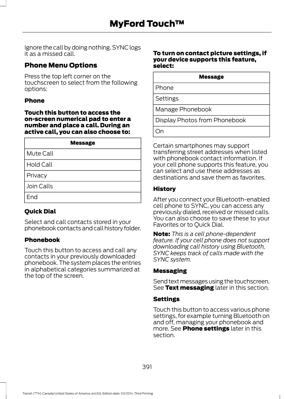 Myford touch | FORD 2015 Transit v.2 User Manual | Page 394 / 467