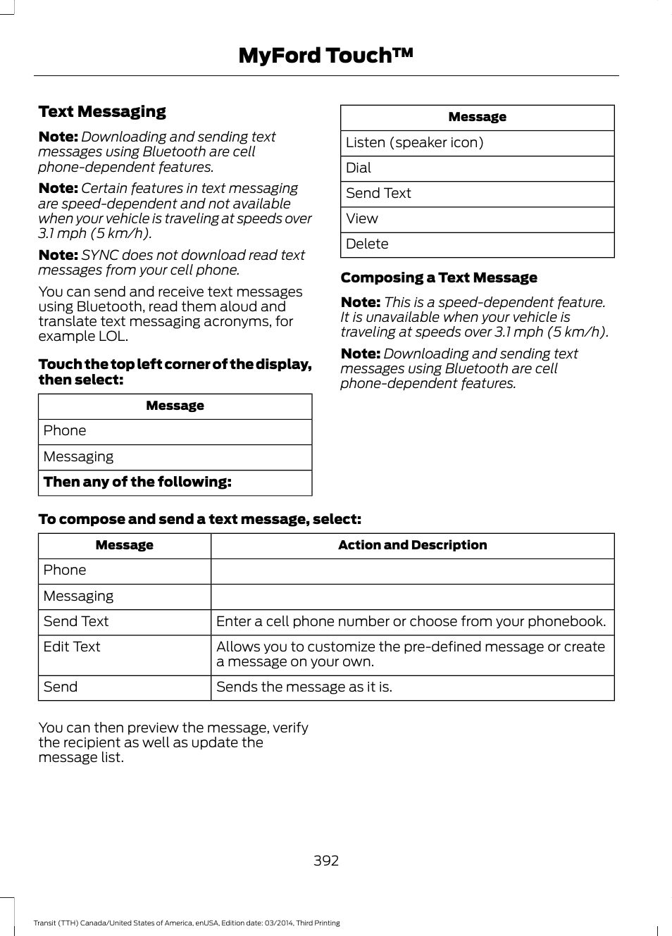 Myford touch | FORD 2015 Transit v.2 User Manual | Page 395 / 467