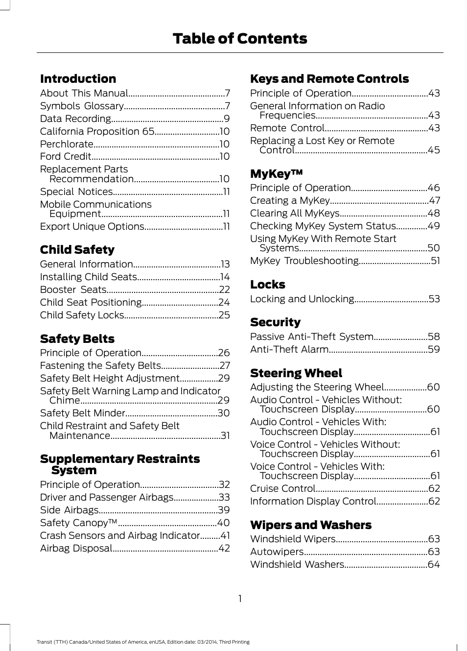 FORD 2015 Transit v.2 User Manual | Page 4 / 467