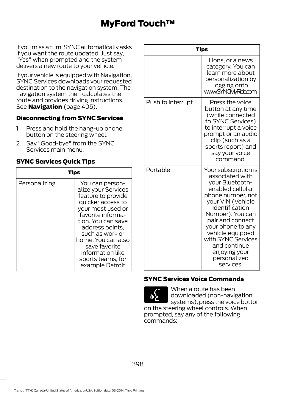 Myford touch | FORD 2015 Transit v.2 User Manual | Page 401 / 467