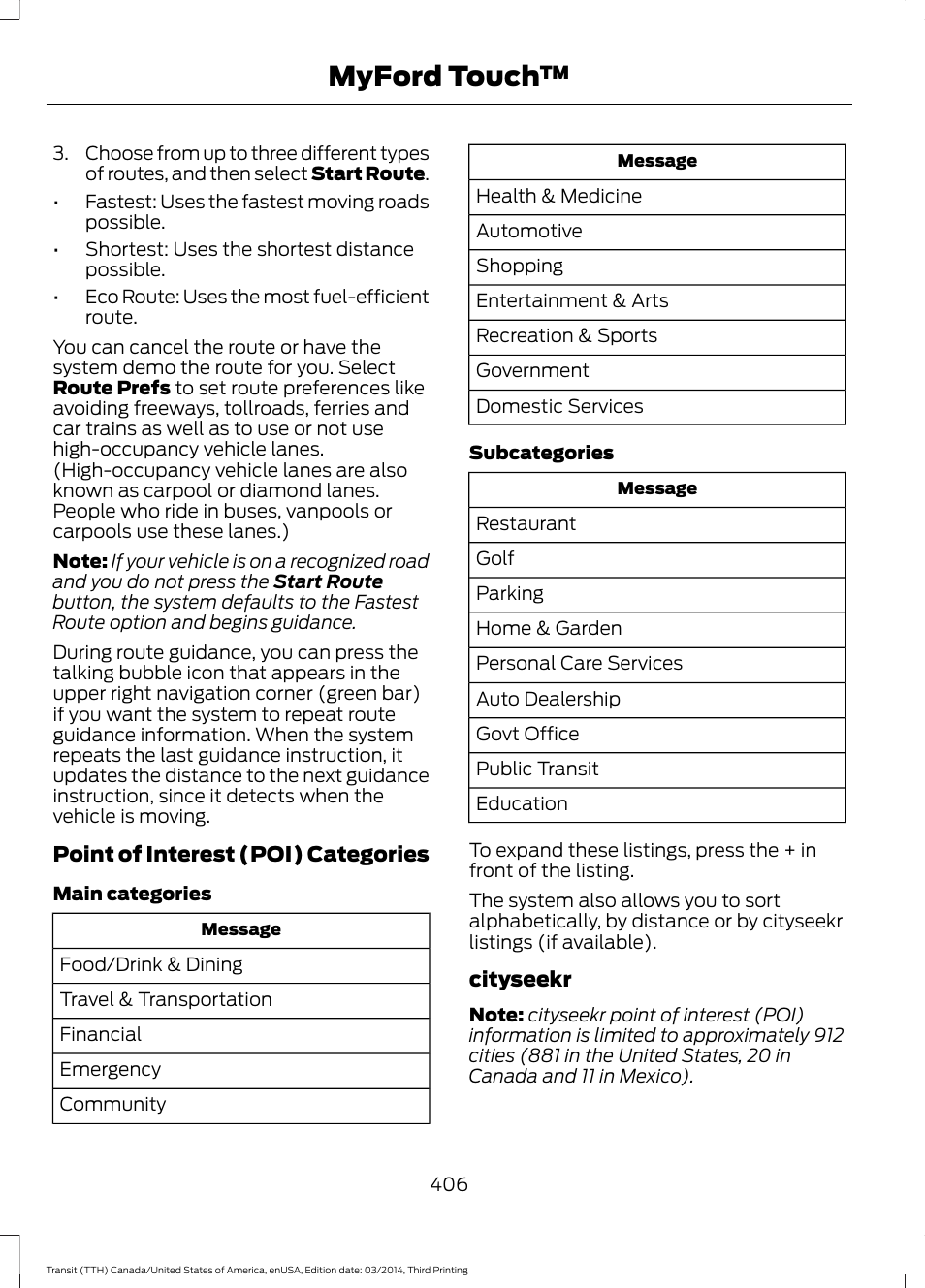 Myford touch | FORD 2015 Transit v.2 User Manual | Page 409 / 467