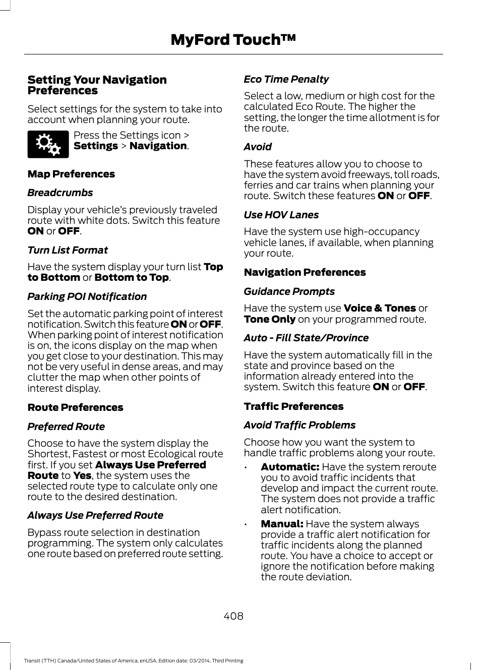 Myford touch | FORD 2015 Transit v.2 User Manual | Page 411 / 467