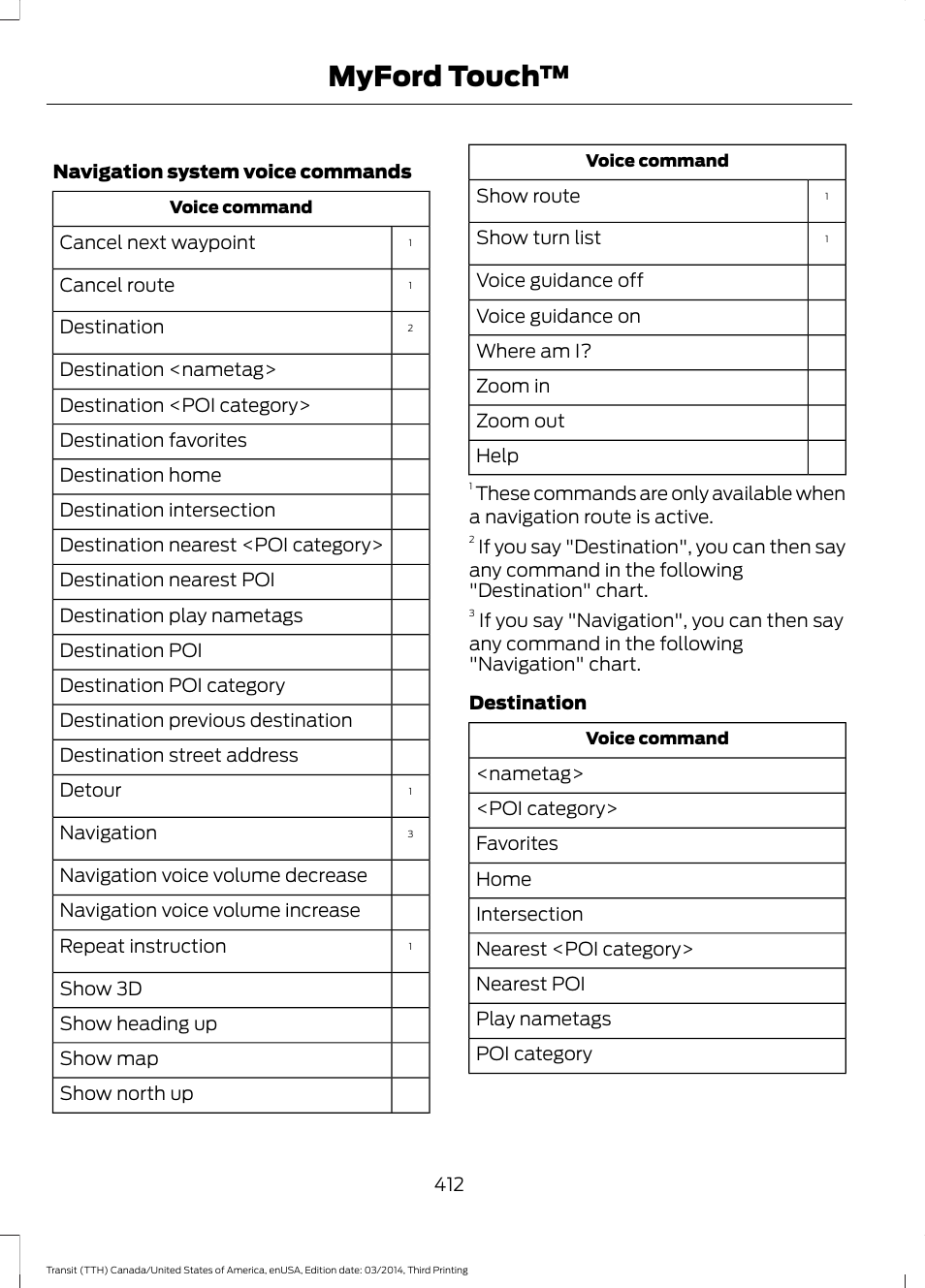 Myford touch | FORD 2015 Transit v.2 User Manual | Page 415 / 467