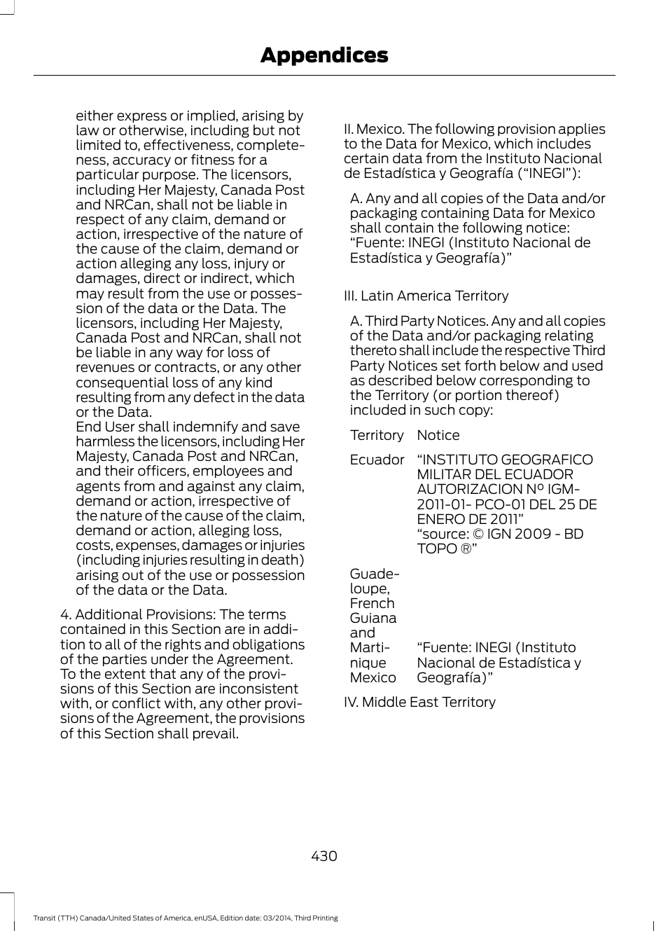 Appendices | FORD 2015 Transit v.2 User Manual | Page 433 / 467