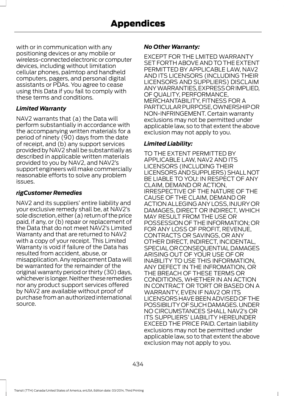 Appendices | FORD 2015 Transit v.2 User Manual | Page 437 / 467