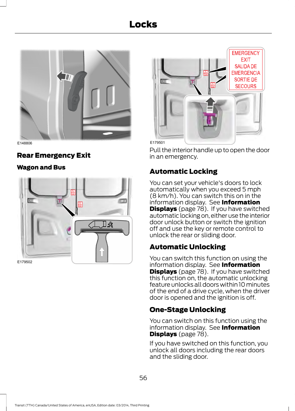Locks | FORD 2015 Transit v.2 User Manual | Page 59 / 467