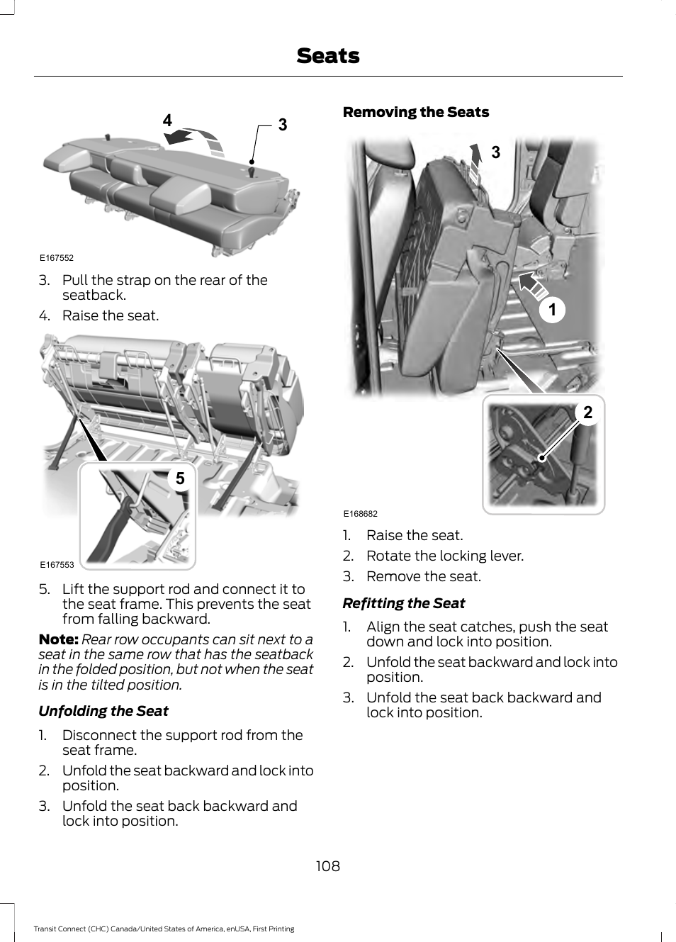 Seats | FORD 2015 Transit Connect User Manual | Page 111 / 428