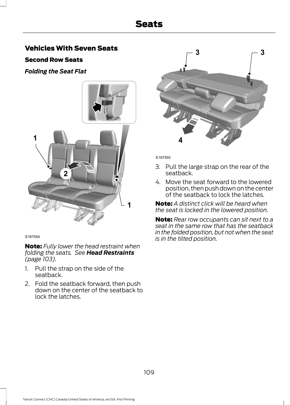 Seats | FORD 2015 Transit Connect User Manual | Page 112 / 428