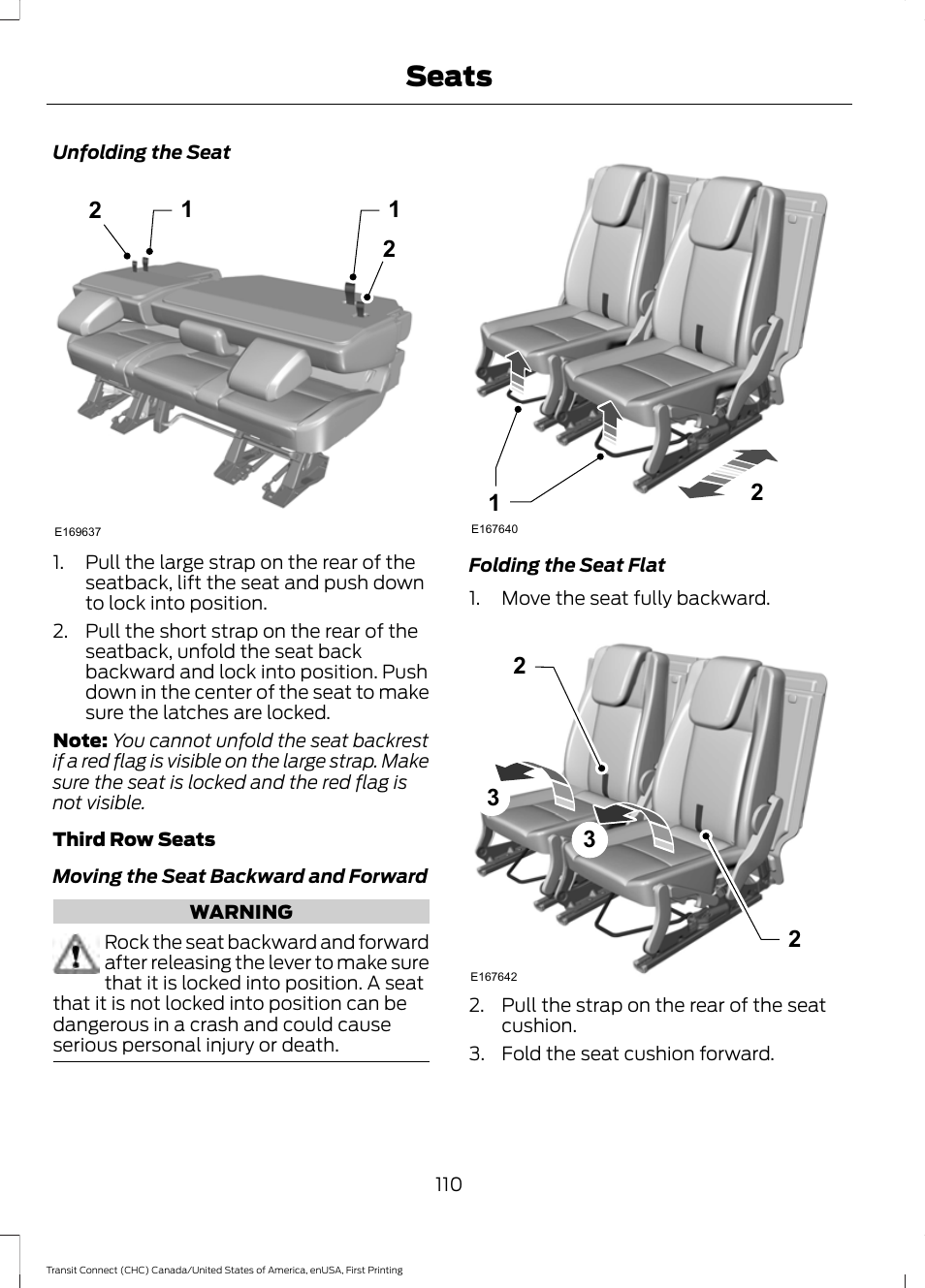 Seats | FORD 2015 Transit Connect User Manual | Page 113 / 428