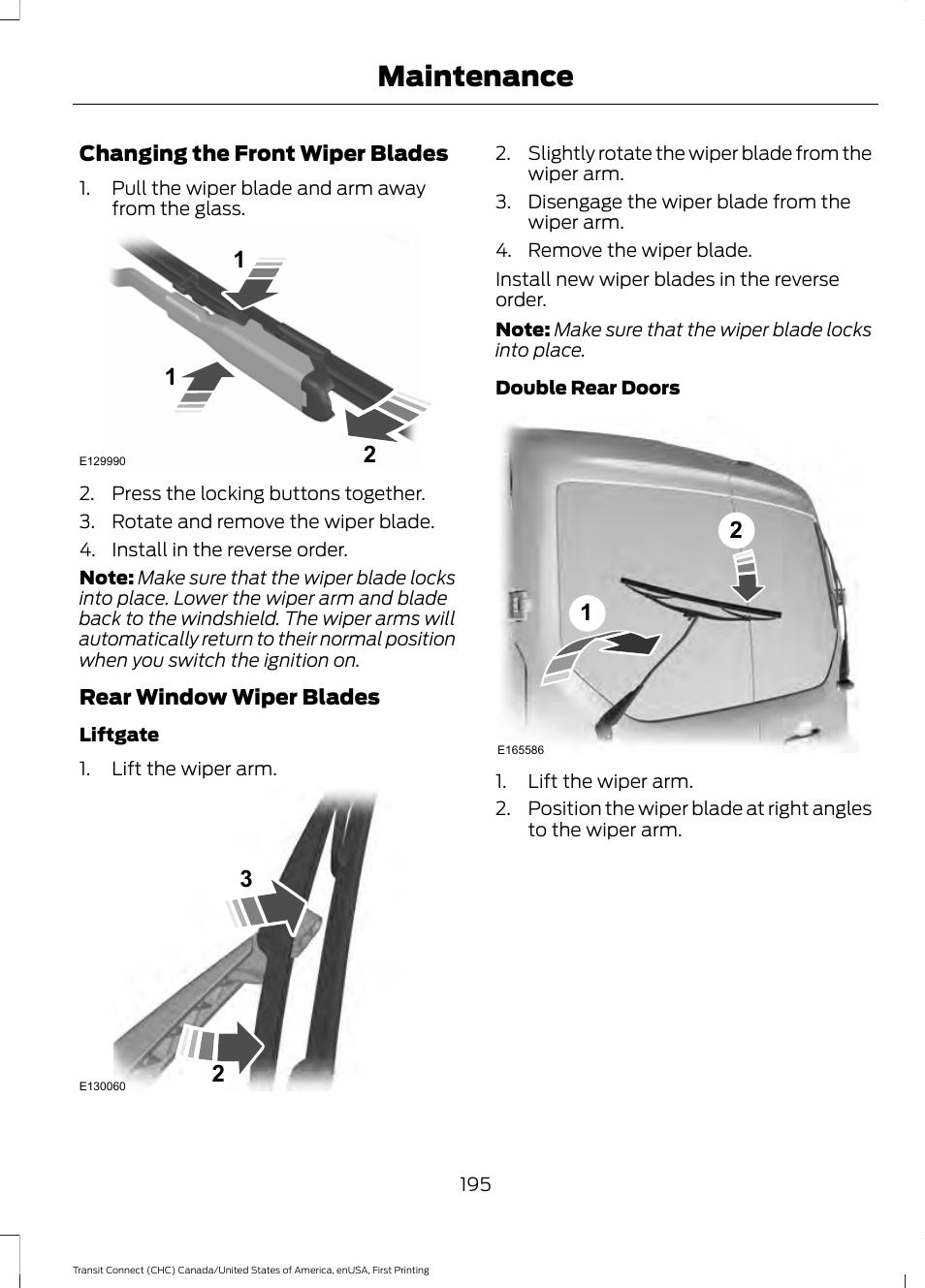 Maintenance | FORD 2015 Transit Connect User Manual | Page 198 / 428