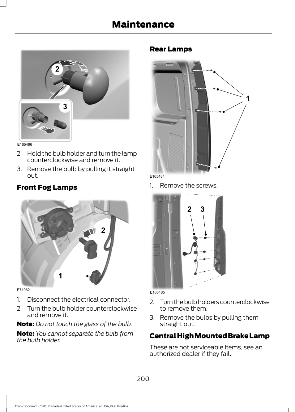 Maintenance | FORD 2015 Transit Connect User Manual | Page 203 / 428