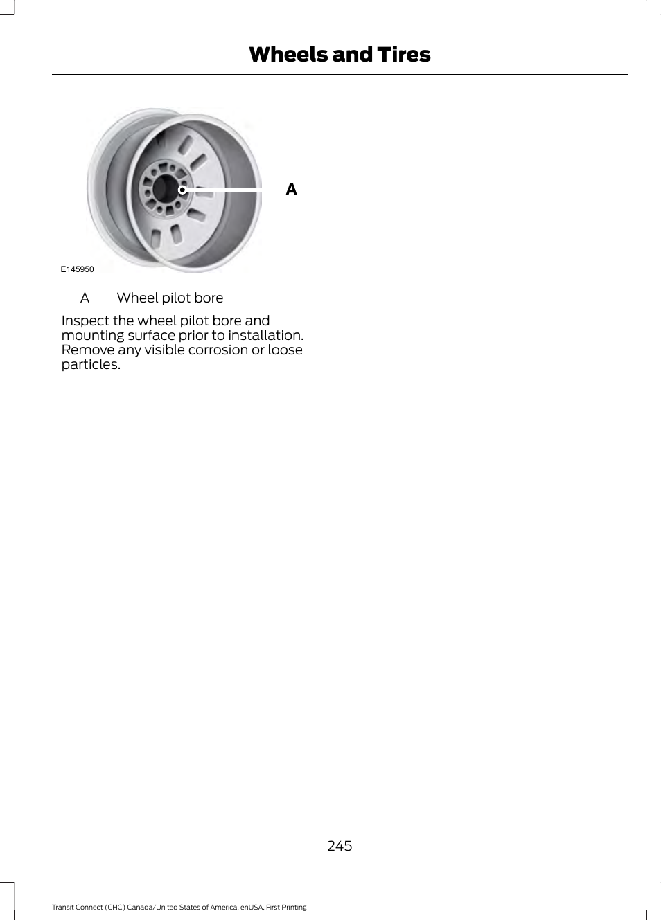 Wheels and tires | FORD 2015 Transit Connect User Manual | Page 248 / 428