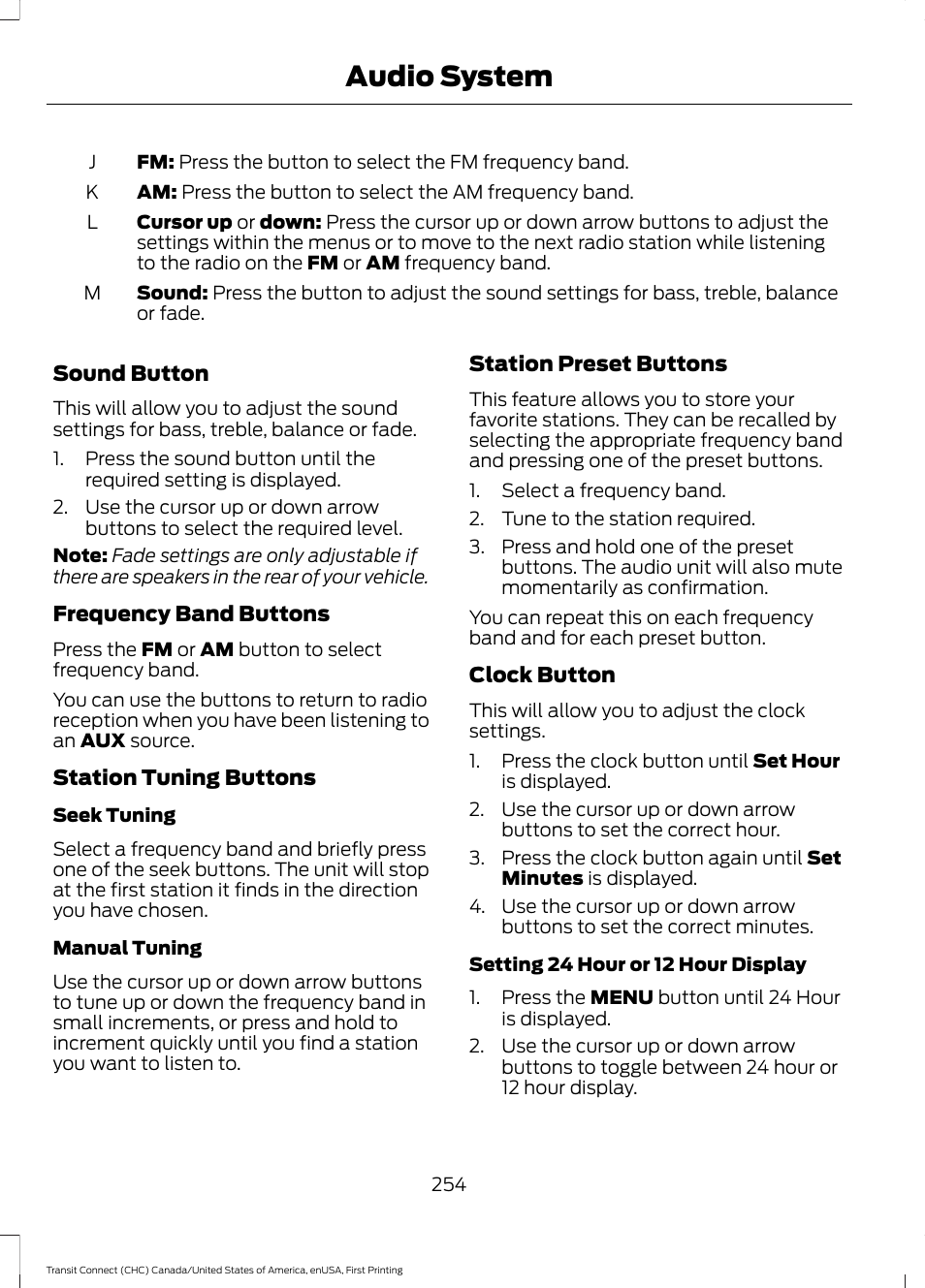 Audio system | FORD 2015 Transit Connect User Manual | Page 257 / 428
