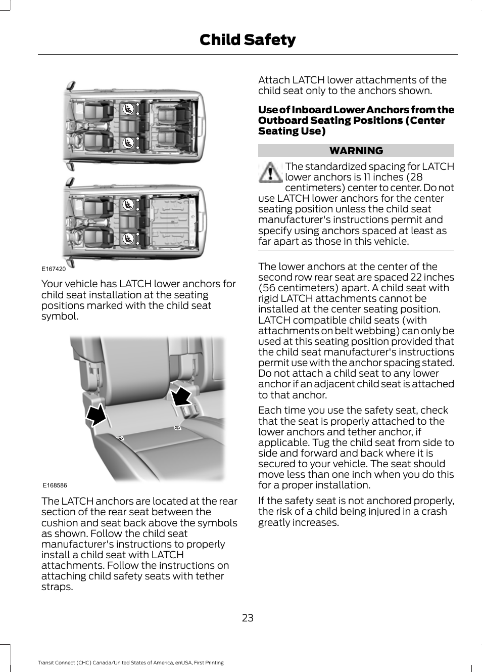 Child safety | FORD 2015 Transit Connect User Manual | Page 26 / 428