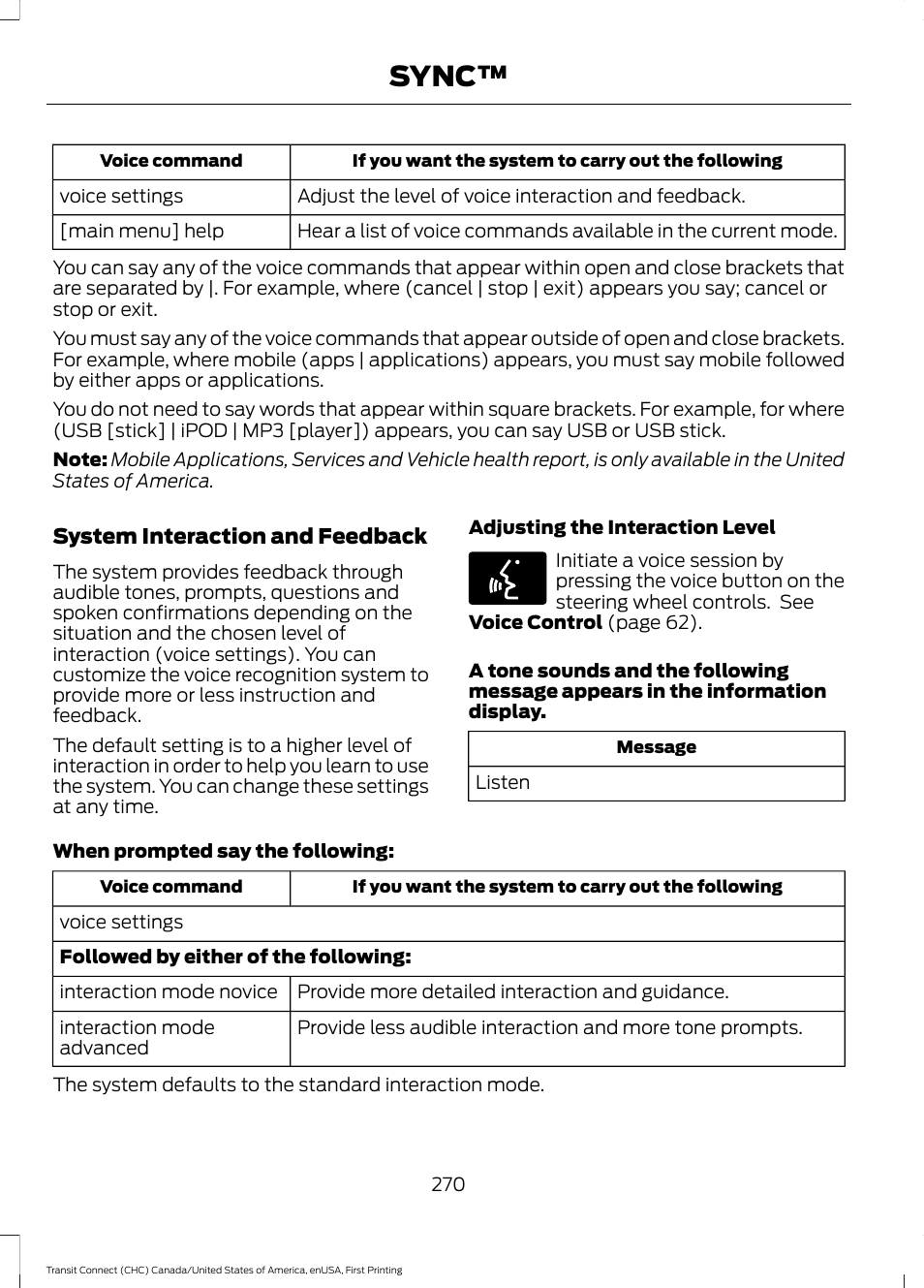 Sync | FORD 2015 Transit Connect User Manual | Page 273 / 428