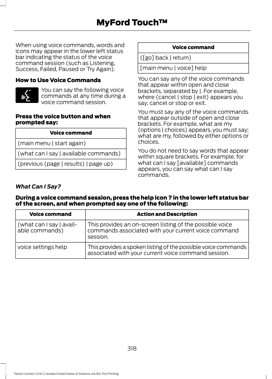 Myford touch | FORD 2015 Transit Connect User Manual | Page 321 / 428