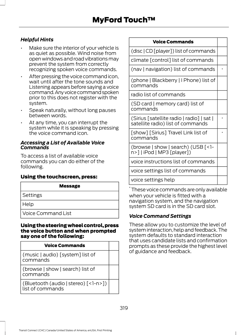 Myford touch | FORD 2015 Transit Connect User Manual | Page 322 / 428