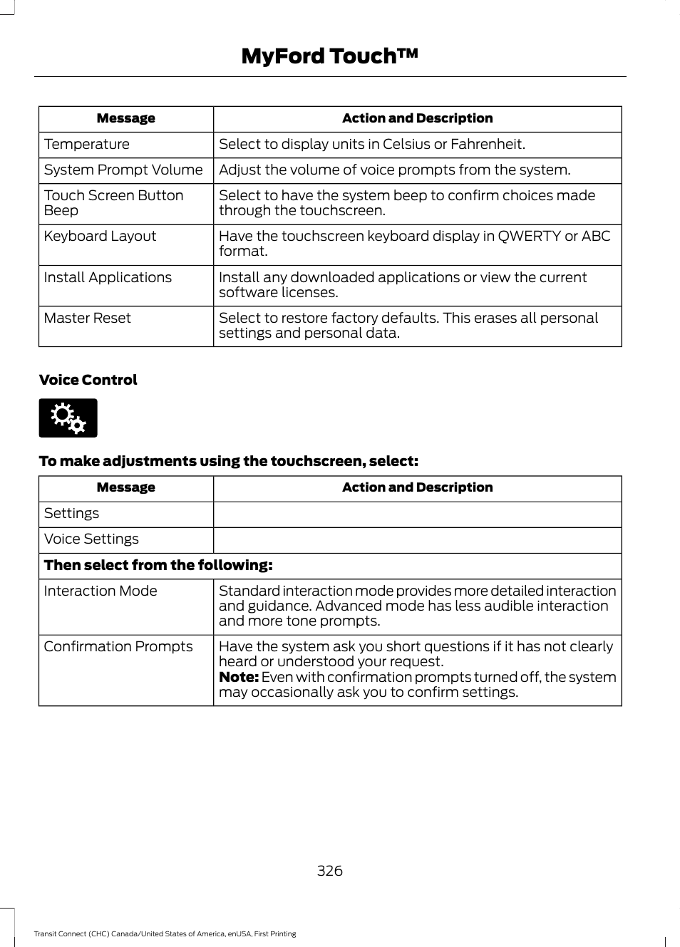 Myford touch | FORD 2015 Transit Connect User Manual | Page 329 / 428