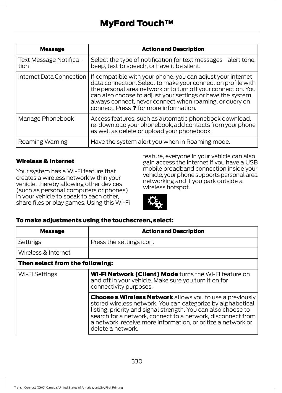 Myford touch | FORD 2015 Transit Connect User Manual | Page 333 / 428