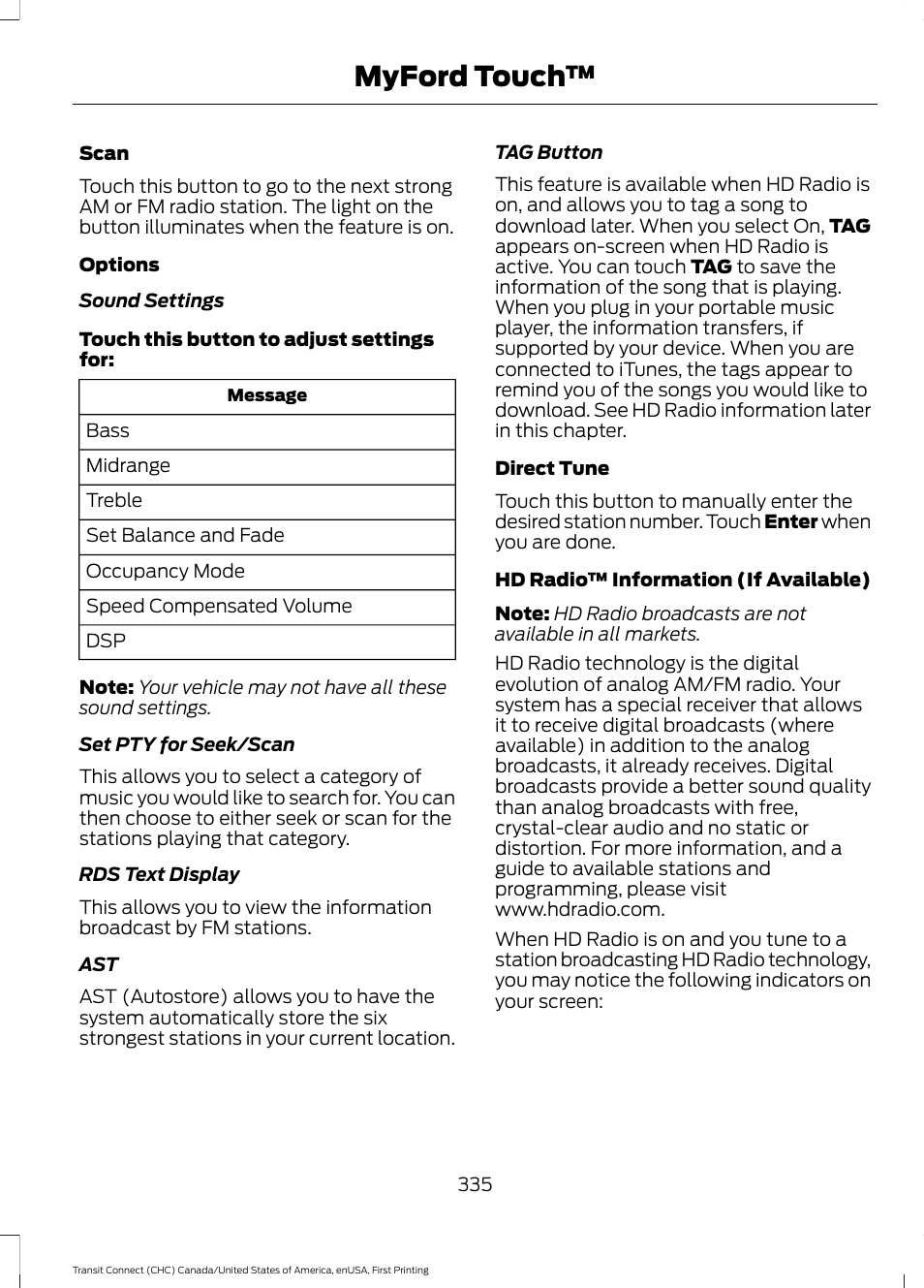 Myford touch | FORD 2015 Transit Connect User Manual | Page 338 / 428