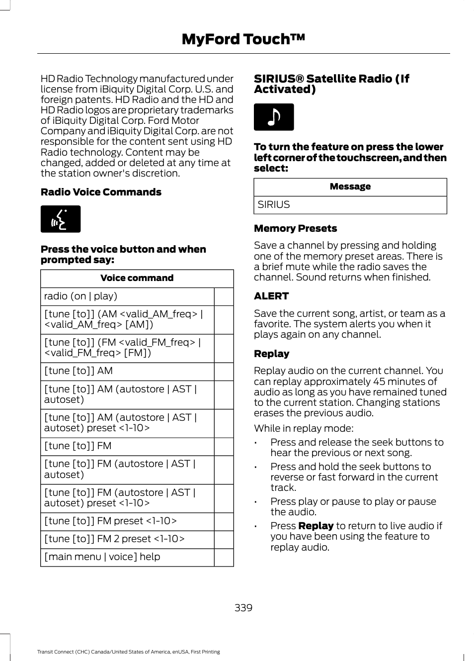 Myford touch | FORD 2015 Transit Connect User Manual | Page 342 / 428