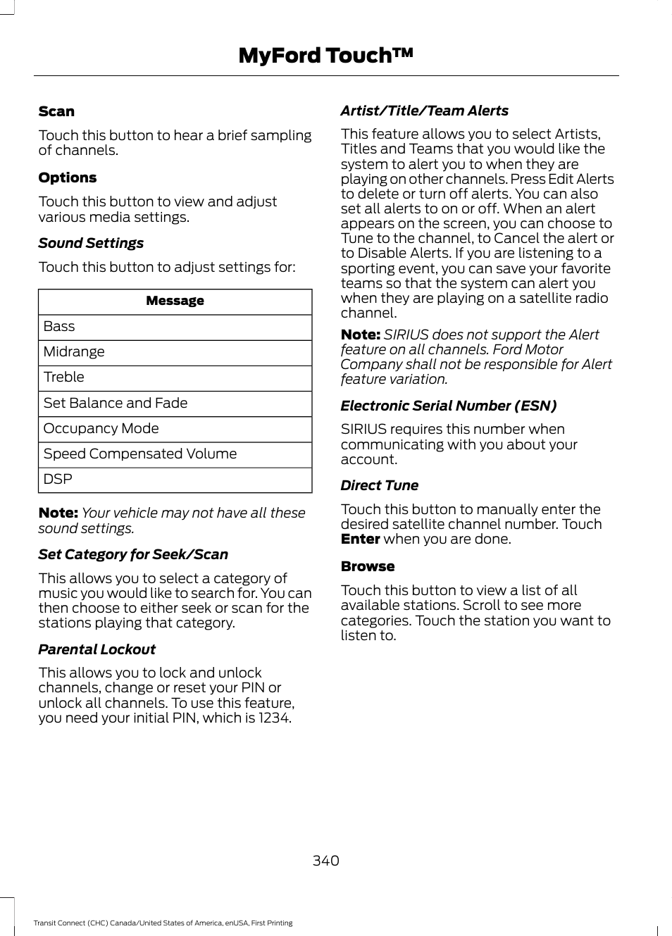 Myford touch | FORD 2015 Transit Connect User Manual | Page 343 / 428