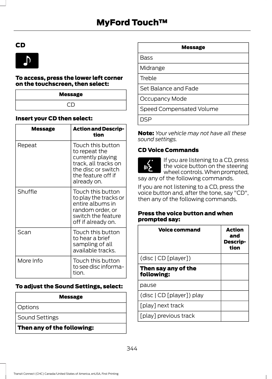 Myford touch | FORD 2015 Transit Connect User Manual | Page 347 / 428