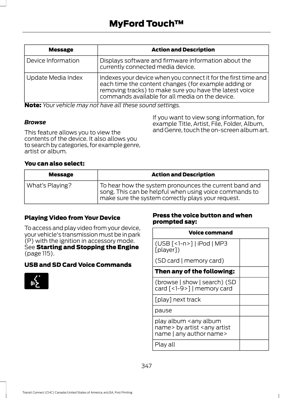 Myford touch | FORD 2015 Transit Connect User Manual | Page 350 / 428