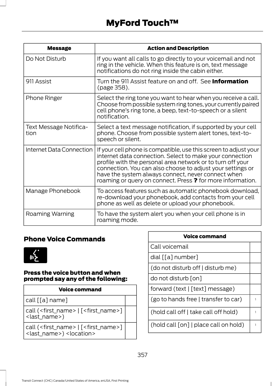 Myford touch | FORD 2015 Transit Connect User Manual | Page 360 / 428