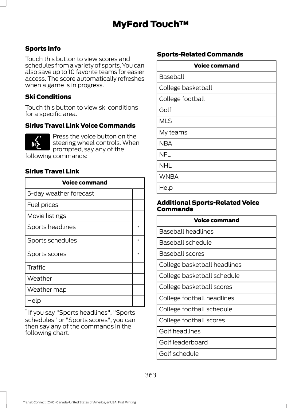 Myford touch | FORD 2015 Transit Connect User Manual | Page 366 / 428
