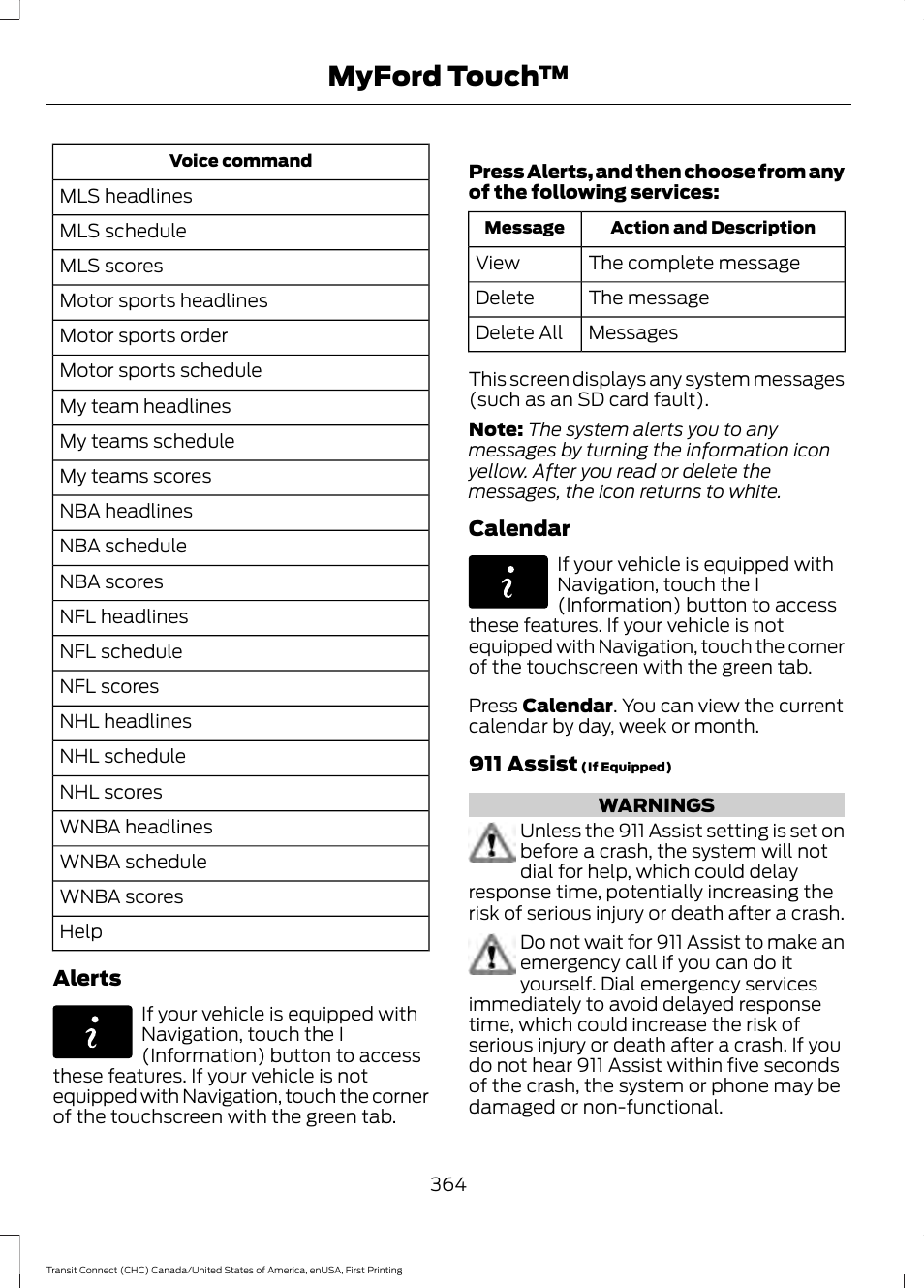 Myford touch | FORD 2015 Transit Connect User Manual | Page 367 / 428