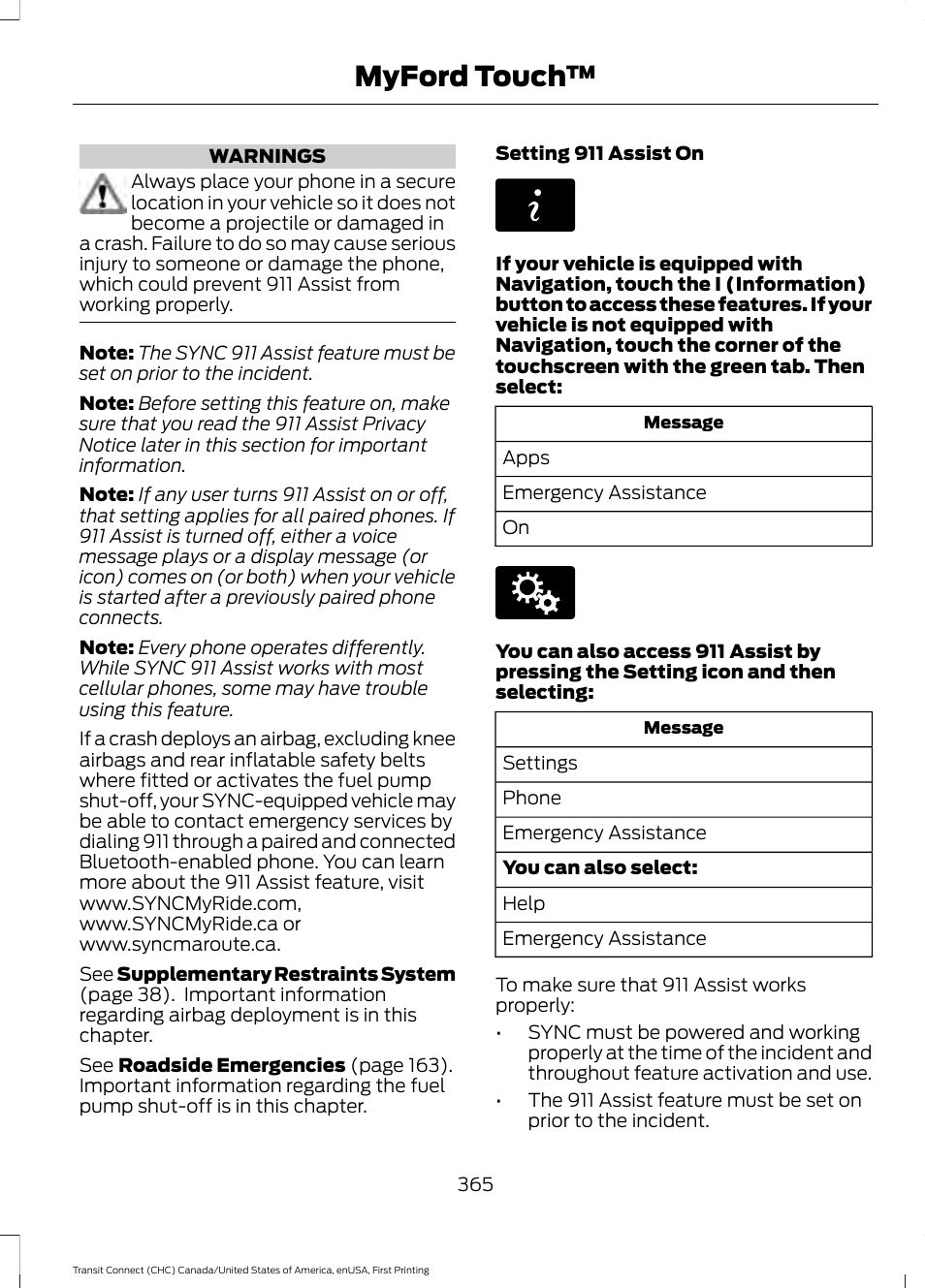 Myford touch | FORD 2015 Transit Connect User Manual | Page 368 / 428