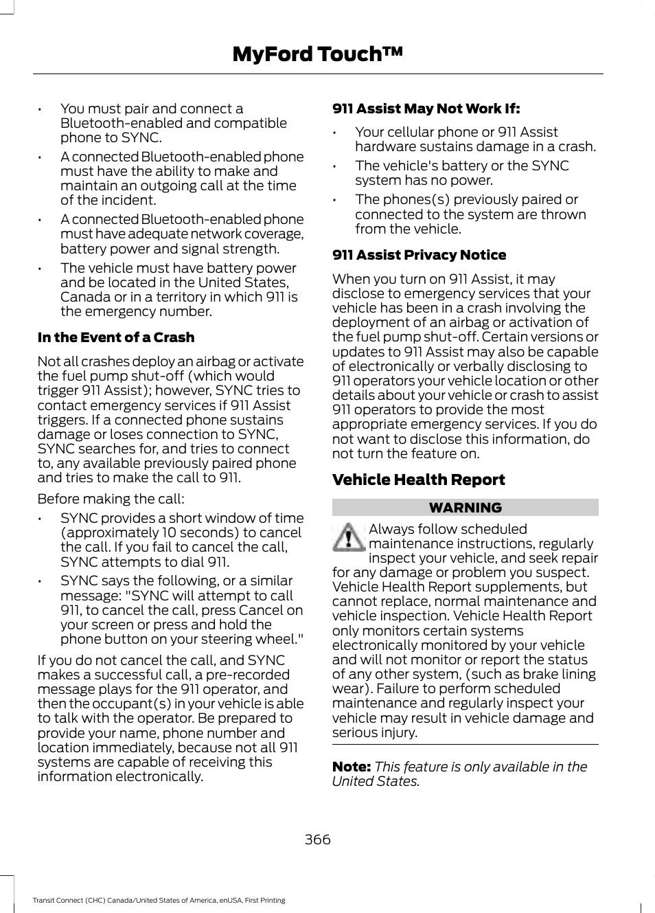 Myford touch | FORD 2015 Transit Connect User Manual | Page 369 / 428