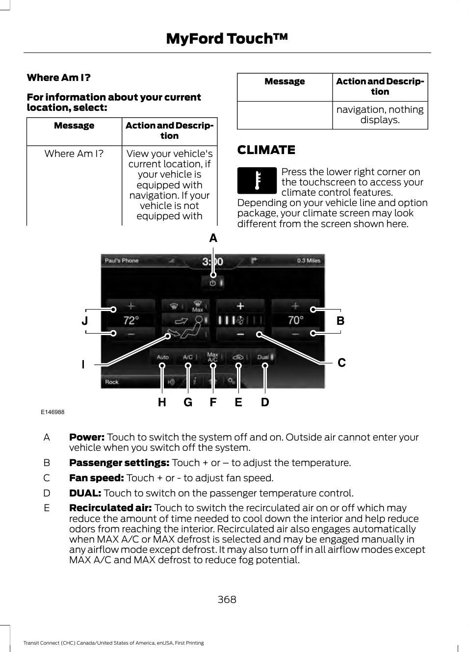 Climate, Myford touch | FORD 2015 Transit Connect User Manual | Page 371 / 428