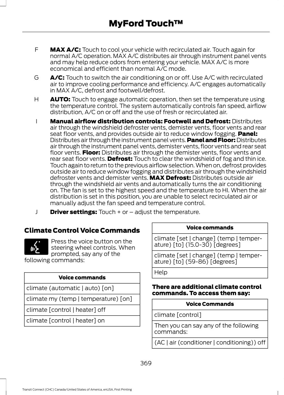 Myford touch | FORD 2015 Transit Connect User Manual | Page 372 / 428