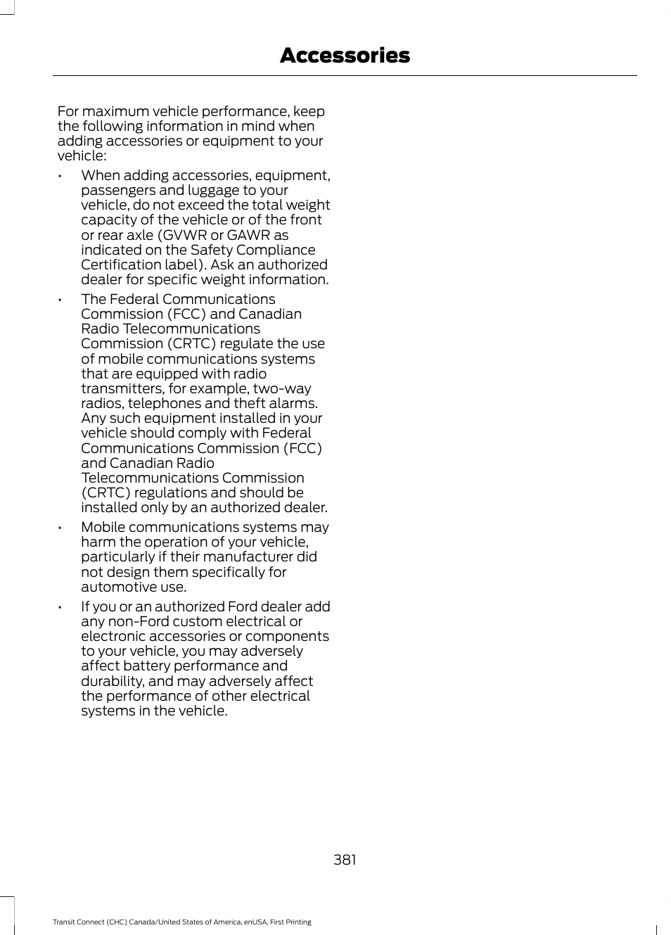 Accessories | FORD 2015 Transit Connect User Manual | Page 384 / 428