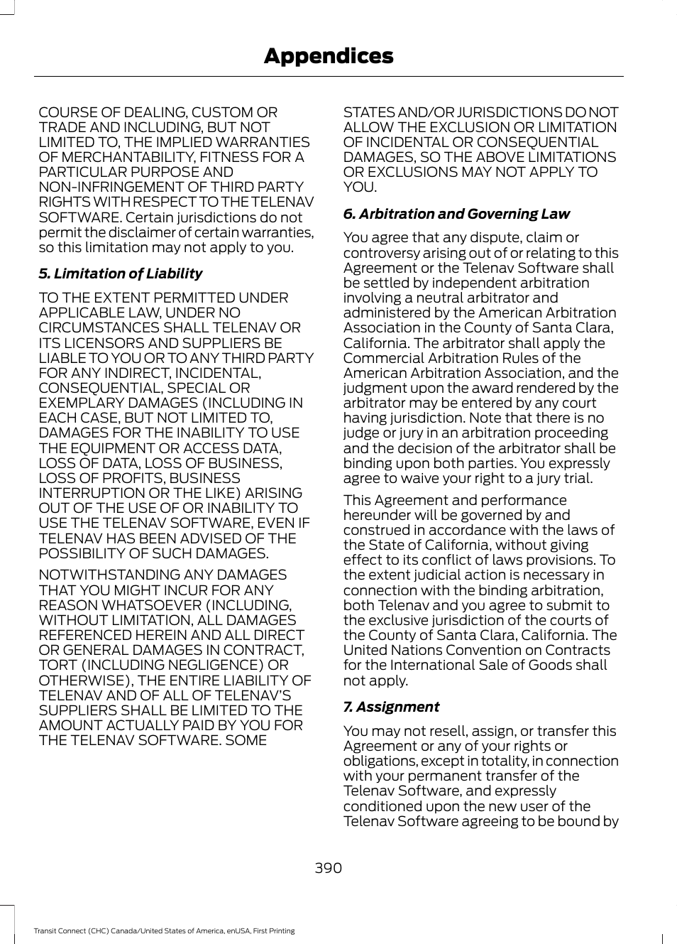 Appendices | FORD 2015 Transit Connect User Manual | Page 393 / 428