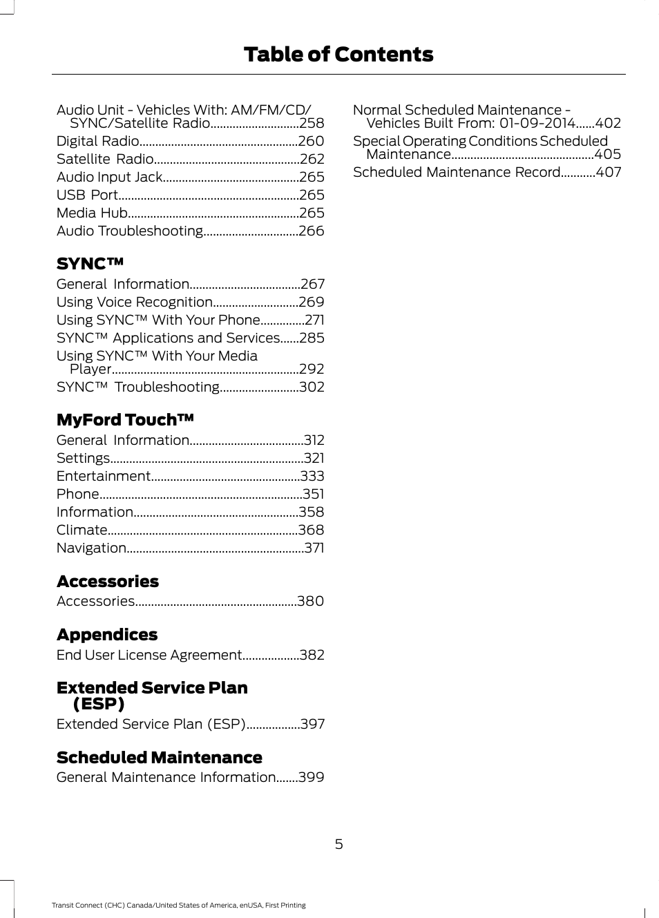 FORD 2015 Transit Connect User Manual | Page 8 / 428