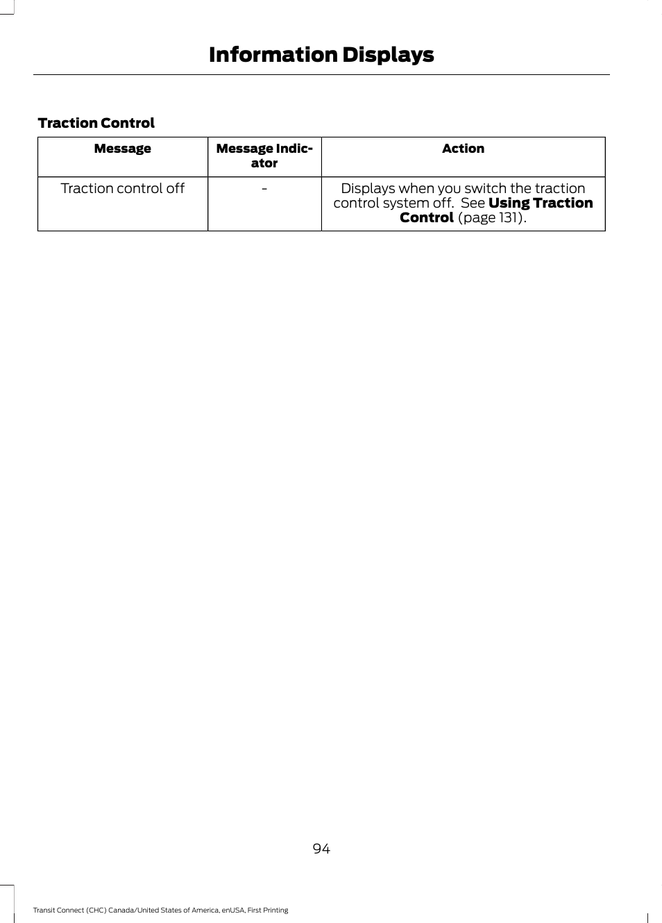 Information displays | FORD 2015 Transit Connect User Manual | Page 97 / 428