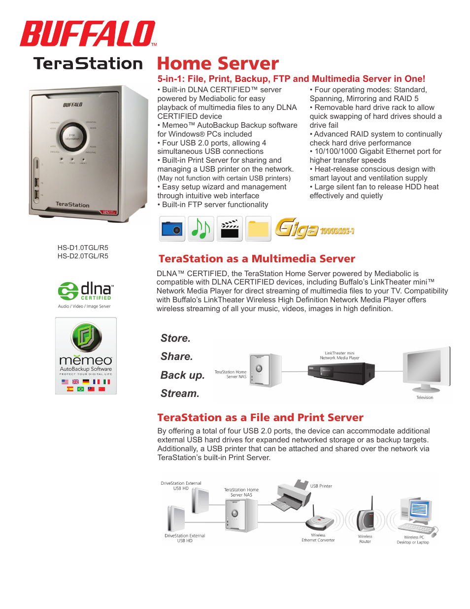 Buffalo Technology TERASTATION HS-D2.0TGL/R5 User Manual | 2 pages