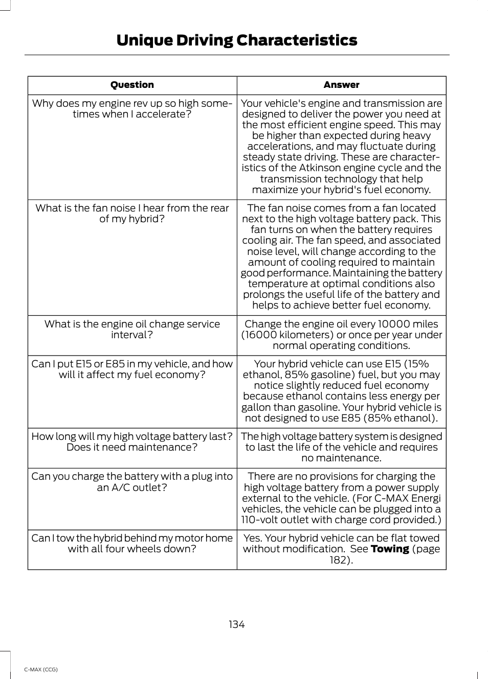 Unique driving characteristics | FORD 2014 C-MAX Hybrid User Manual | Page 136 / 447