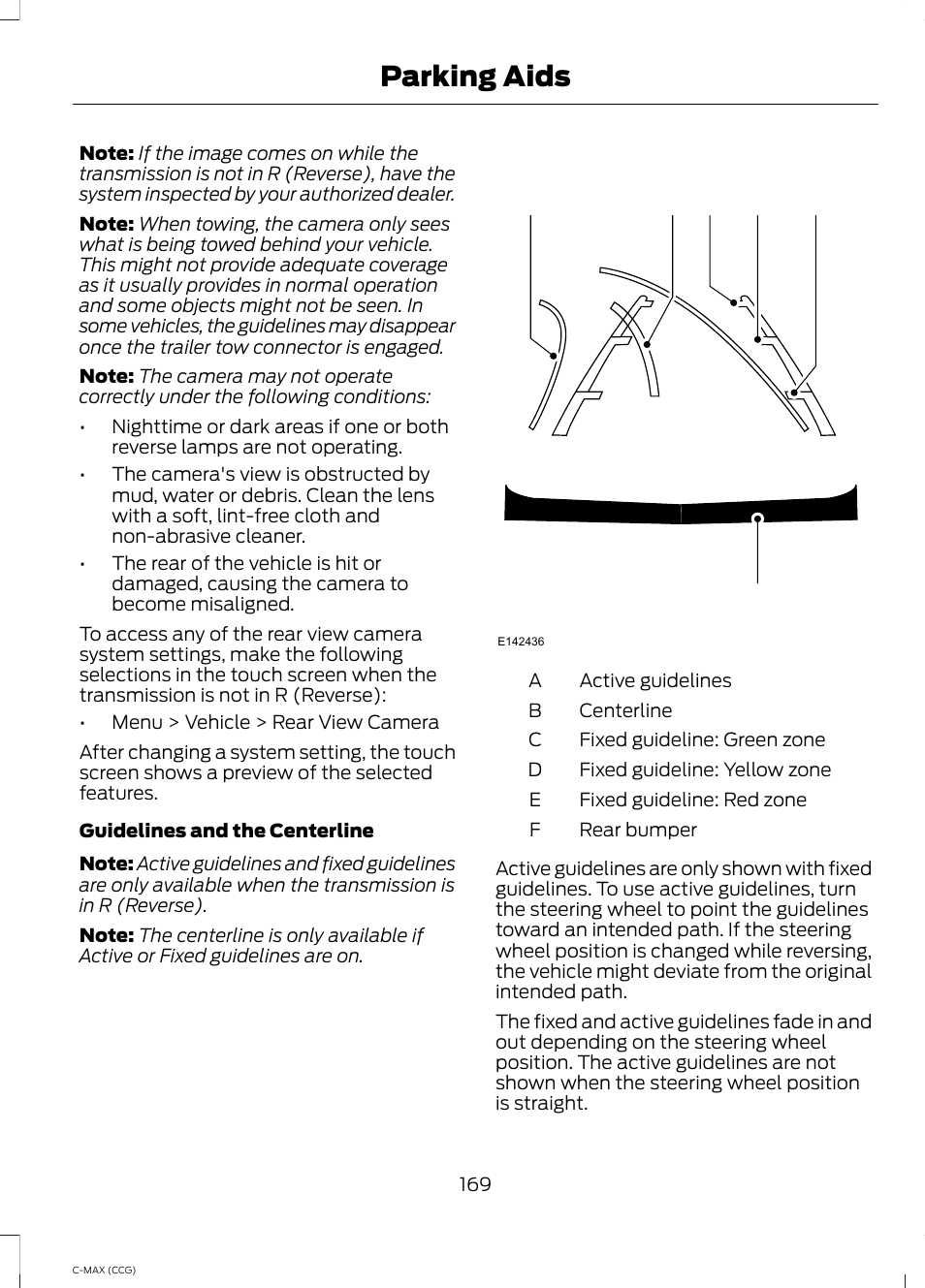 Parking aids | FORD 2014 C-MAX Hybrid User Manual | Page 171 / 447